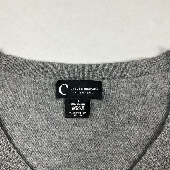C by Bloomingdales Cashmere Tunic Sweater Small Gray Layered Hem Soft Pullover - Picture 4 of 9